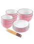SOGA Pink Japanese Style Ceramic Dinnerware Crockery Soup Bowl Plate Server Kitchen Home Decor Set of 12, hi-res