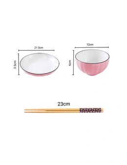 SOGA Pink Japanese Style Ceramic Dinnerware Crockery Soup Bowl Plate Server Kitchen Home Decor Set of 12