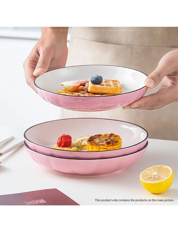 SOGA Pink Japanese Style Ceramic Dinnerware Crockery Soup Bowl Plate Server Kitchen Home Decor Set of 12, hi-res image number null