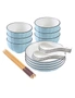 SOGA Blue Japanese Style Ceramic Dinnerware Crockery Soup Bowl Plate Server Kitchen Home Decor Set of 10, hi-res