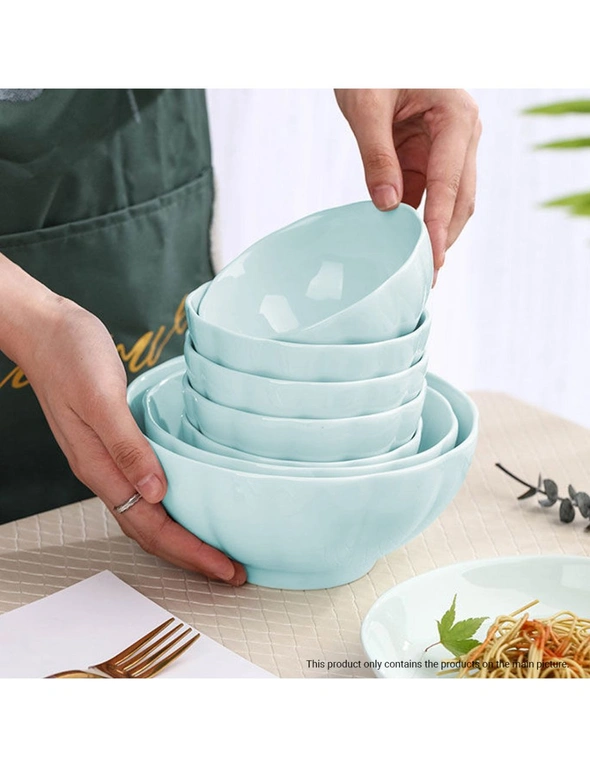 SOGA Light Blue Japanese Style Ceramic Dinnerware Crockery Soup Bowl Plate Server Kitchen Home Decor Set of 8, hi-res image number null