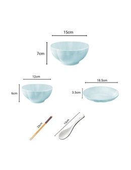 SOGA Light Blue Japanese Style Ceramic Dinnerware Crockery Soup Bowl Plate Server Kitchen Home Decor Set of 10