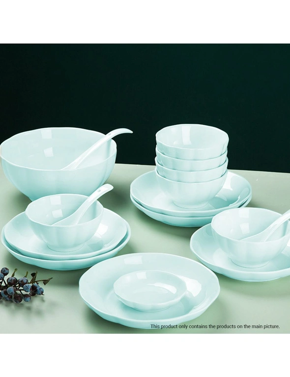 SOGA Light Blue Japanese Style Ceramic Dinnerware Crockery Soup Bowl Plate Server Kitchen Home Decor Set of 10, hi-res image number null