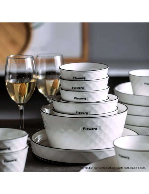 SOGA White Antler Printed Ceramic Dinnerware Set Crockery Soup Bowl Plate Server Kitchen Home Decor Set of 13, hi-res image number null