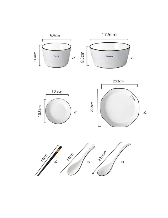 SOGA White Antler Printed Ceramic Dinnerware Set Crockery Soup Bowl Plate Server Kitchen Home Decor Set of 20, hi-res image number null