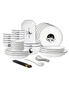 SOGA White Antler Printed Ceramic Dinnerware Set Crockery Soup Bowl Plate Server Kitchen Home Decor Set of 34, hi-res