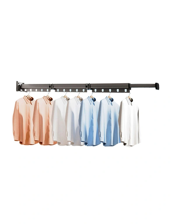 SOGA 127.5cm Wall-Mounted Clothing Dry Rack Retractable Space-Saving Foldable Hanger, hi-res image number null