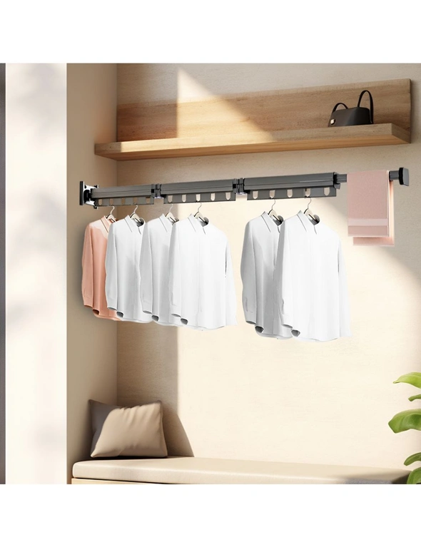 SOGA 127.5cm Wall-Mounted Clothing Dry Rack Retractable Space-Saving Foldable Hanger, hi-res image number null