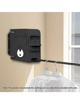 SOGA 160mm Wall-Mounted Clothes Line Dry Rack Retractable Space-Saving Foldable Hanger Black