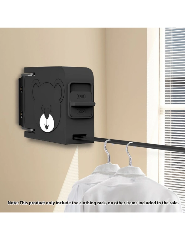 SOGA 160mm Wall-Mounted Clothes Line Dry Rack Retractable Space-Saving Foldable Hanger Black, hi-res image number null