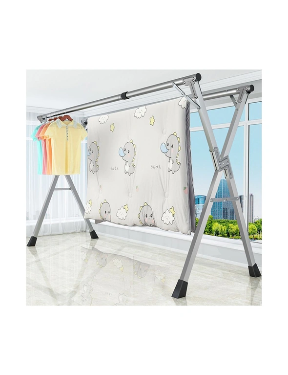 SOGA 2X 1.6m Portable Standing Clothes Drying Rack Foldable Space-Saving Laundry Holder Indoor Outdoor, hi-res image number null