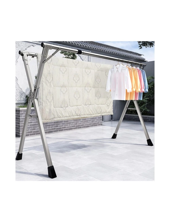 SOGA 2X 2.4m Portable Standing Clothes Drying Rack Foldable Space-Saving Laundry Holder Indoor Outdoor, hi-res image number null
