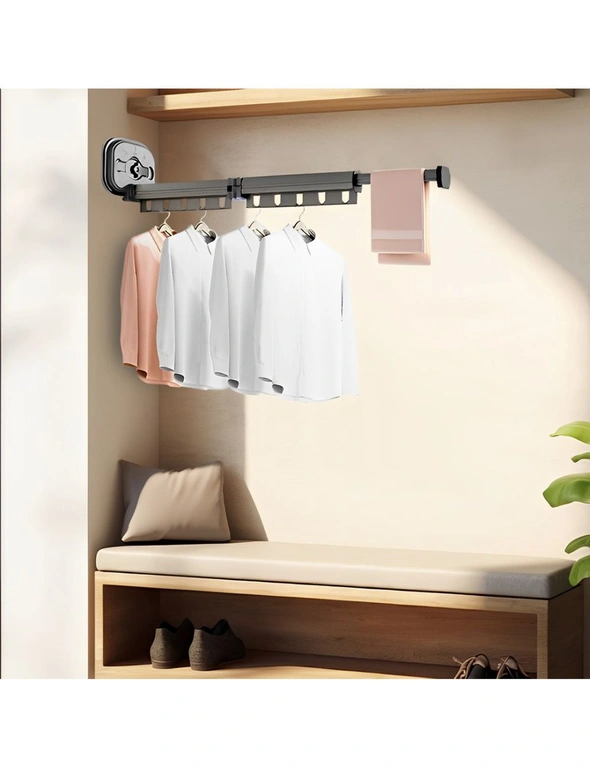 SOGA 93.2cm Wall-Mounted Clothing Dry Rack Retractable Space-Saving Foldable Hanger, hi-res image number null