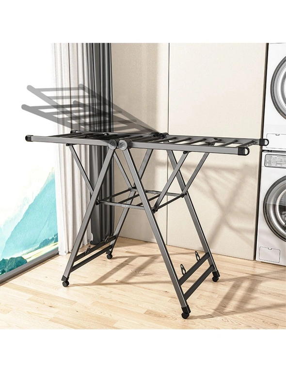 SOGA 2X 1.4m Portable Wing Shape Clothes Drying Rack Foldable Space-Saving Laundry Holder, hi-res image number null