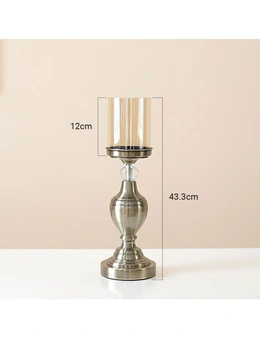 SOGA 43.3cm Glass Candlestick Candle Holder Stand Pillar Glass/Iron Metal