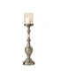 SOGA 49.5cm Glass Candlestick Candle Holder Stand Pillar Glass/Iron Metal, hi-res