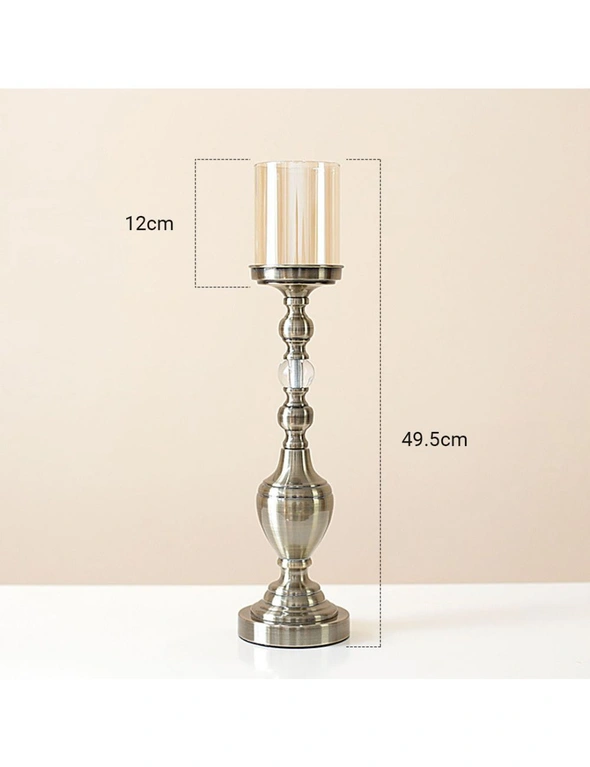 SOGA 49.5cm Glass Candlestick Candle Holder Stand Pillar Glass/Iron Metal, hi-res image number null