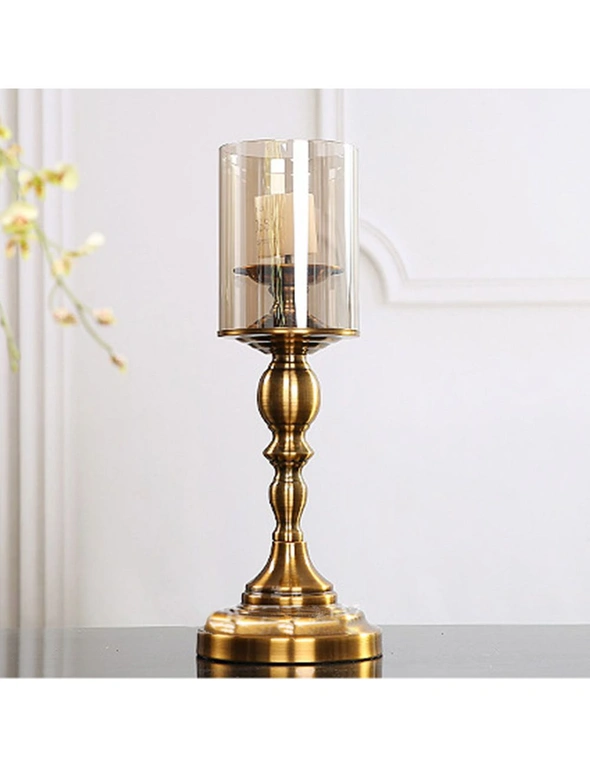 SOGA 42cm Gold Nordic Deluxe Candlestick Candle Holder Stand Pillar Glass /Iron, hi-res image number null