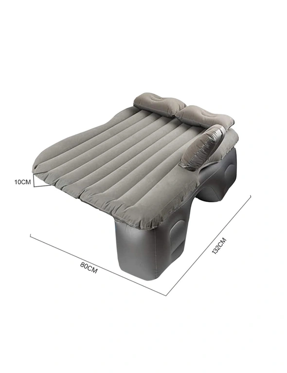 SOGA Grey Stripe Inflatable Car Mattress Portable Camping Rest Air Bed Travel Compact Sleeping Kit Essentials, hi-res image number null