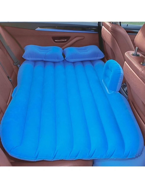 SOGA Blue Stripe Inflatable Car Mattress Portable Camping Rest Air Bed Travel Compact Sleeping Kit Essentials, hi-res image number null