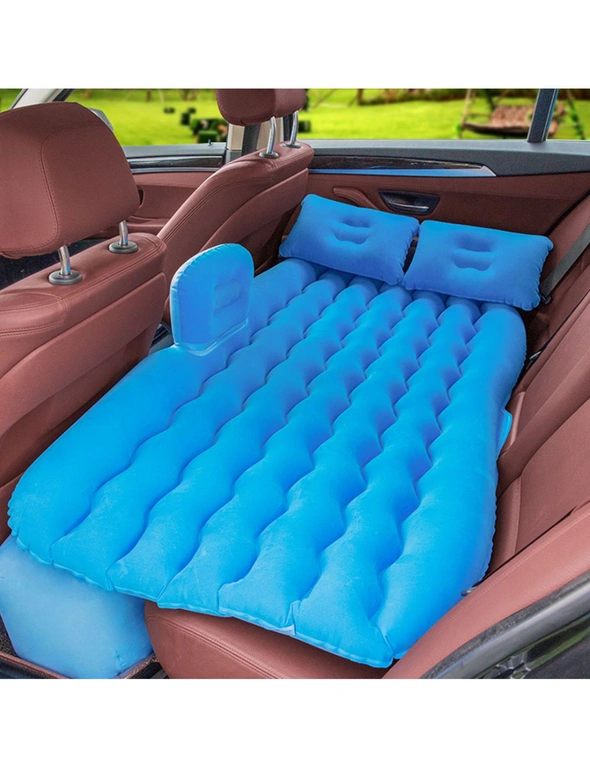 SOGA Blue Ripple Inflatable Car Mattress Portable Camping Air Bed Travel Sleeping Kit Essentials, hi-res image number null