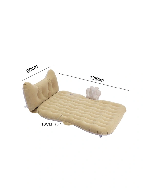 SOGA Beige Honeycomb Inflatable Car Mattress Portable Camping Air Bed Travel Sleeping Kit Essentials, hi-res image number null