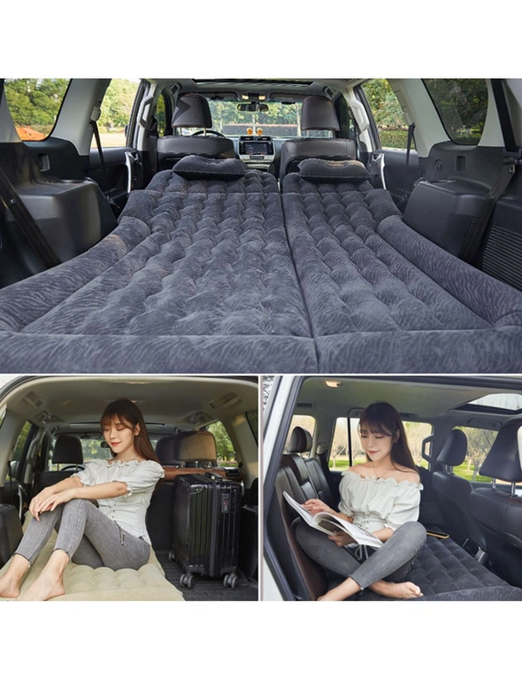 SOGA Black Inflatable Car Boot Mattress Portable Camping Air Bed Travel Sleeping Essentials, hi-res image number null