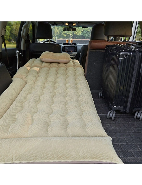 SOGA Beige Inflatable Car Boot Mattress Portable Camping Air Bed Travel Sleeping Essentials, hi-res image number null
