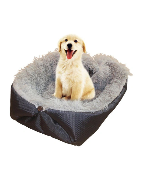 SOGA Black Dual-purpose Cushion Nest Cat Dog Bed Warm Plush Kennel Mat Pet Home Travel Essentials, hi-res image number null