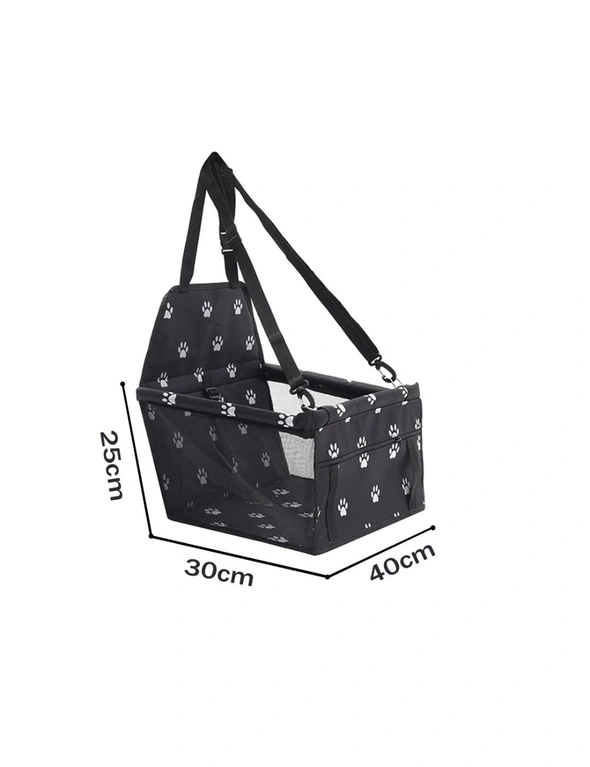 SOGA 2X Waterproof Pet Booster Car Seat Breathable Mesh Safety Travel Portable Dog Carrier Bag Black, hi-res image number null