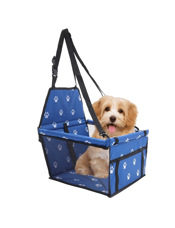 SOGA Waterproof Pet Booster Car Seat Breathable Mesh Safety Travel Portable Dog Carrier Bag Blue, hi-res image number null