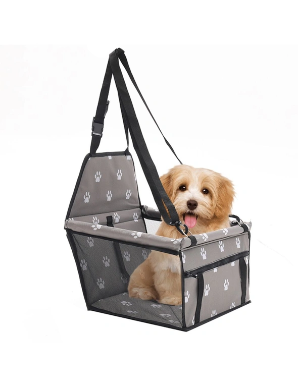 SOGA Waterproof Pet Booster Car Seat Breathable Mesh Safety Travel Portable Dog Carrier Bag Grey, hi-res image number null
