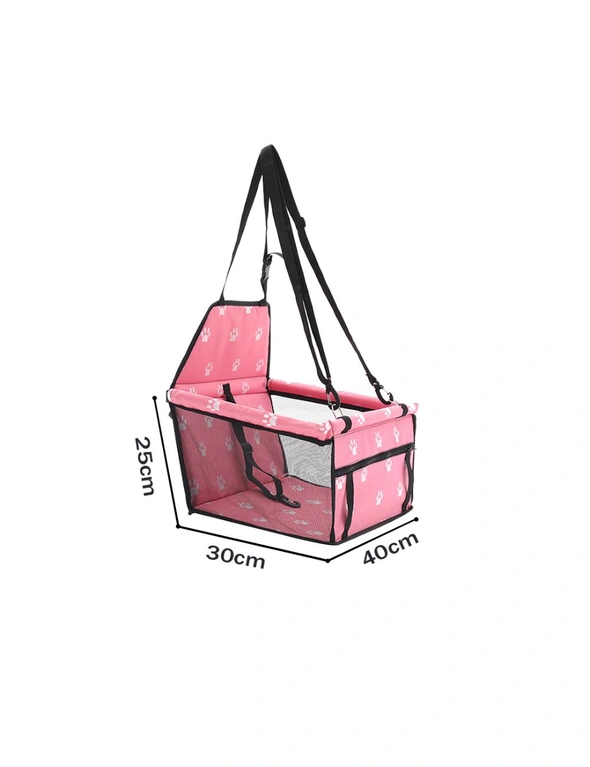 SOGA Waterproof Pet Booster Car Seat Breathable Mesh Safety Travel Portable Dog Carrier Bag Pink, hi-res image number null