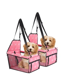 SOGA 2X Waterproof Pet Booster Car Seat Breathable Mesh Safety Travel Portable Dog Carrier Bag Pink