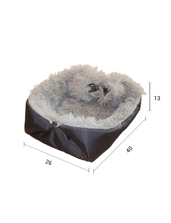 SOGA 2X Black Dual-purpose Cushion Nest Cat Dog Bed Warm Plush Kennel Mat Pet Home Travel Essentials, hi-res image number null