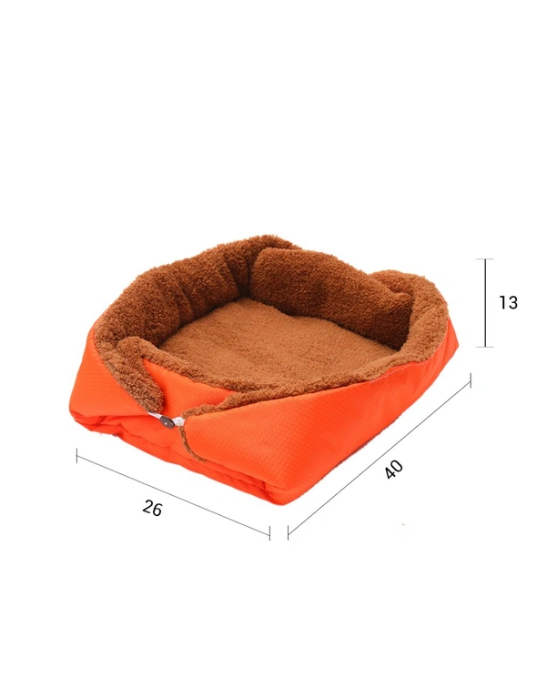 SOGA Orange Dual-purpose Cushion Nest Cat Dog Bed Warm Plush Kennel Mat Pet Home Travel Essentials, hi-res image number null