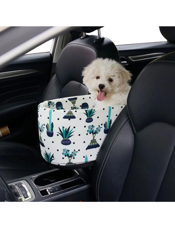 SOGA Car Central Control Nest Pet Safety Travel Bed Dog Kennel Portable Washable Pet Bag White, hi-res image number null