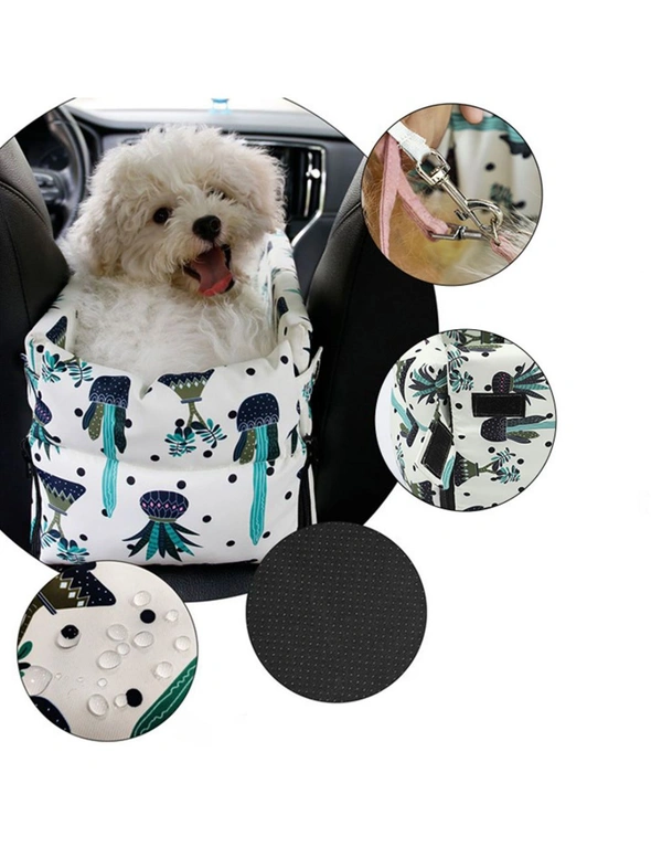 SOGA Car Central Control Nest Pet Safety Travel Bed Dog Kennel Portable Washable Pet Bag White, hi-res image number null
