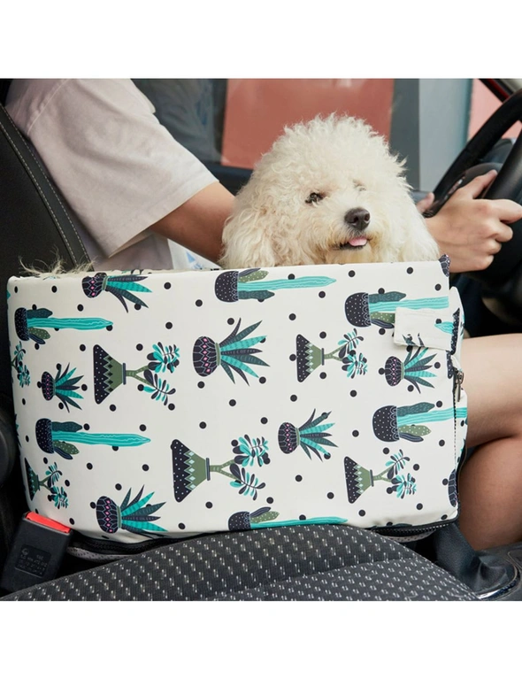 SOGA 2X Car Central Control Nest Pet Safety Travel Bed Dog Kennel Portable Washable Pet Bag White, hi-res image number null