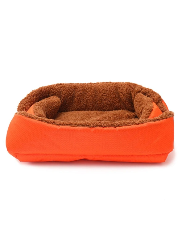 SOGA 2X Orange Dual-purpose Cushion Nest Cat Dog Bed Warm Plush Kennel Mat Pet Home Travel Essentials, hi-res image number null