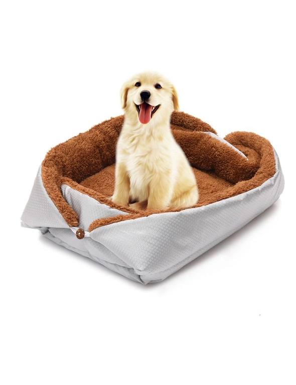 SOGA Silver Dual-purpose Cushion Nest Cat Dog Bed Warm Plush Kennel Mat Pet Home Travel Essentials, hi-res image number null