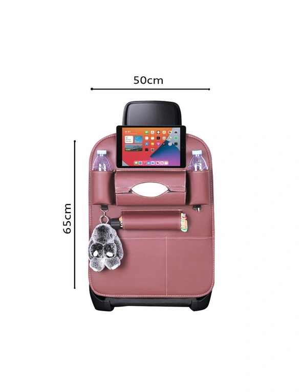 SOGA PVC Leather Car Back Seat Storage Bag Multi-Pocket Organizer Backseat and iPad Mini Holder Coffee, hi-res image number null