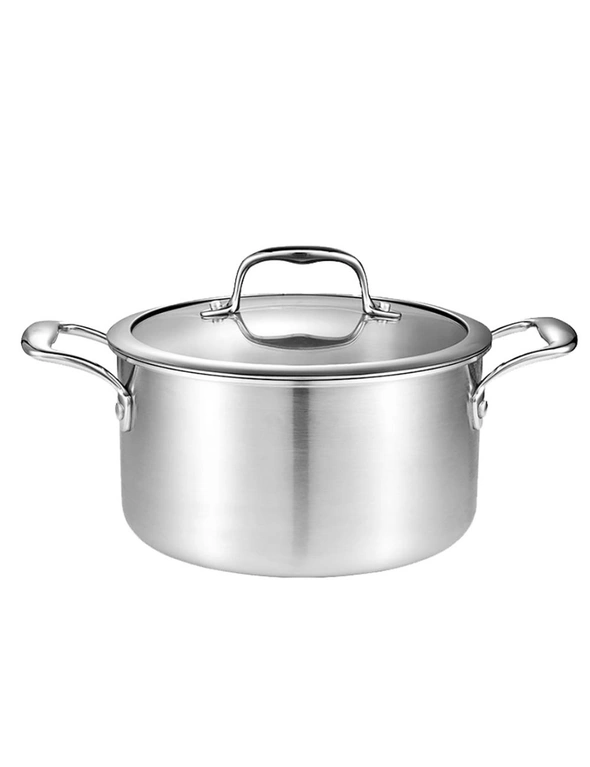 26cm Stainless Steel Soup Pot Stock Cooking Stockpot Heavy Duty Thick Bottom  with Glass Lid