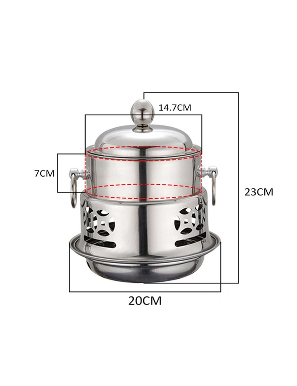 SOGA 2X Stainless Steel Mini Asian Buffet Hot Pot Single Person Shabu Alcohol Stove Burner with Lid, hi-res image number null