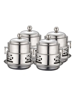 SOGA 4X Stainless Steel Mini Asian Buffet Hot Pot Single Person Shabu Alcohol Stove Burner with Lid