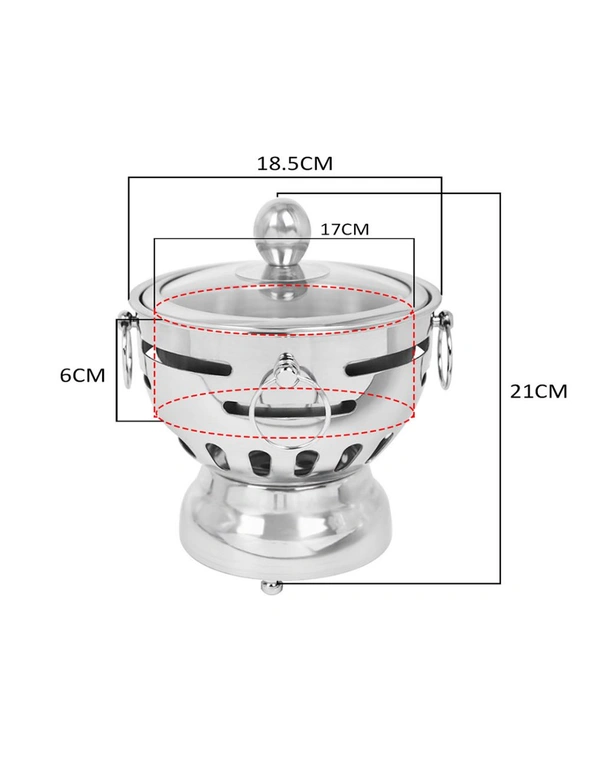 SOGA Stainless Steel Mini Asian Buffet Hot Pot Single Person Shabu Alcohol Stove Burner with Glass Lid, hi-res image number null