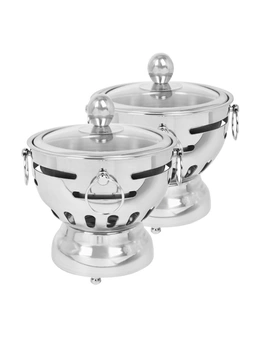 SOGA 2X Stainless Steel Mini Asian Buffet Hot Pot Single Person Shabu Alcohol Stove Burner with Glass Lid