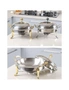 SOGA Stainless Steel Gold Accents Round Buffet Chafing Dish Cater Food Warmer Chafer with Glass Top Lid, hi-res