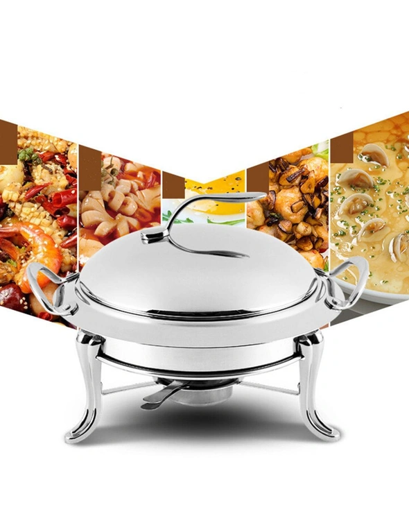SOGA Stainless Steel Gold Accents Round Buffet Chafing Dish Cater Food Warmer Chafer with Glass Top Lid, hi-res image number null