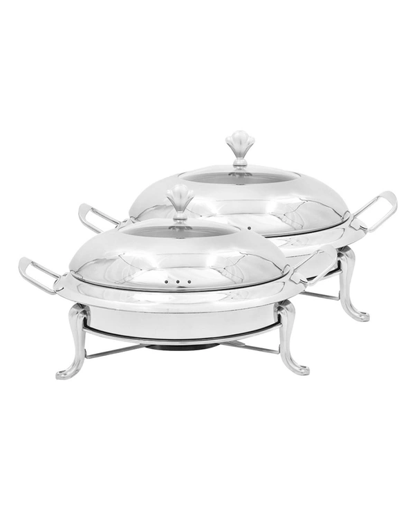 SOGA 2X Stainless Steel Round Buffet Chafing Dish Cater Food Warmer Chafer with Glass Top Lid, hi-res image number null